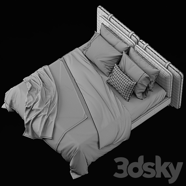 Minotti tatlin soft bed 3DS Max Model - thumbnail 5