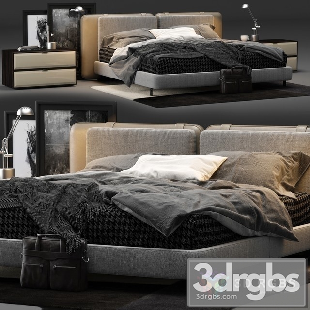 Minotti Tatlin Soft Bed 3dsmax Download - thumbnail 1