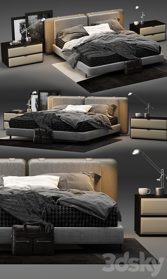 Minotti Tatlin Soft Bed 3DSMax File - thumbnail 2