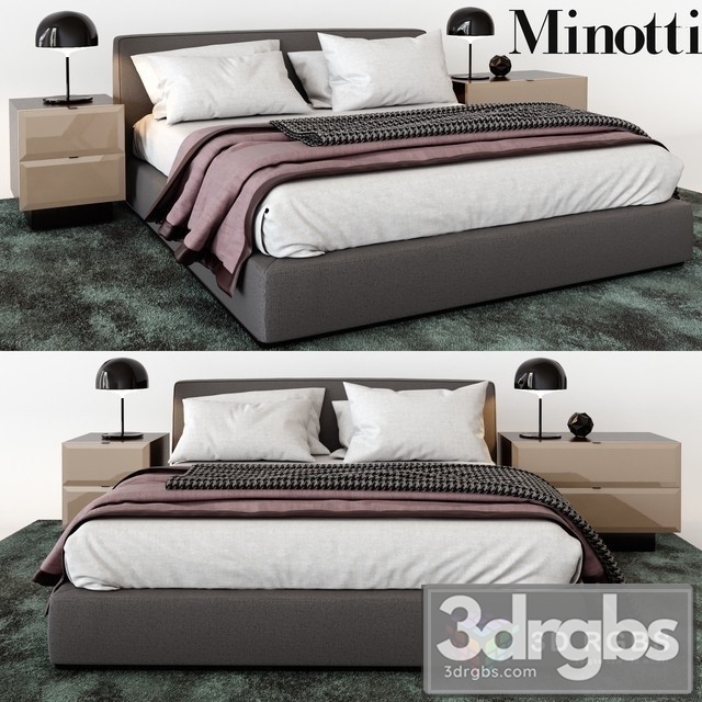 Minotti Towell  Bed 3dsmax Download - thumbnail 1