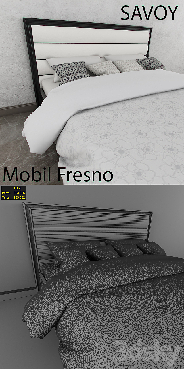 Mobil Fresno_savoy_bed 3ds Max - thumbnail 2