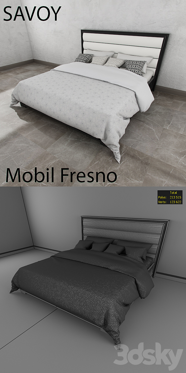 Mobil Fresno_savoy_bed 3ds Max - thumbnail 3