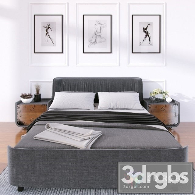 Moderm Fabric Bed 2 3dsmax Download - thumbnail 1