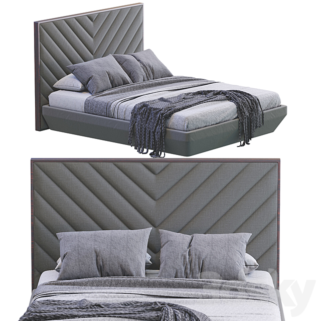 Modern bed 3DS Max Model - thumbnail 2