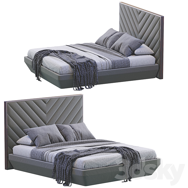 Modern bed 3DS Max Model - thumbnail 3