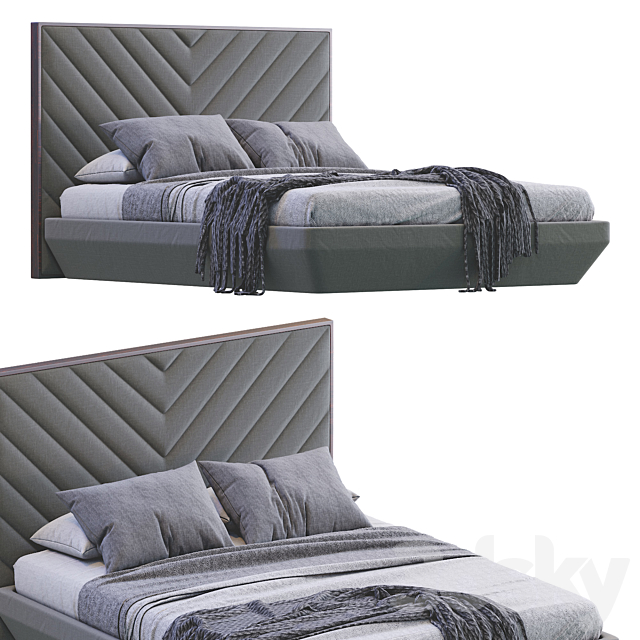 Modern bed 3DS Max Model - thumbnail 4