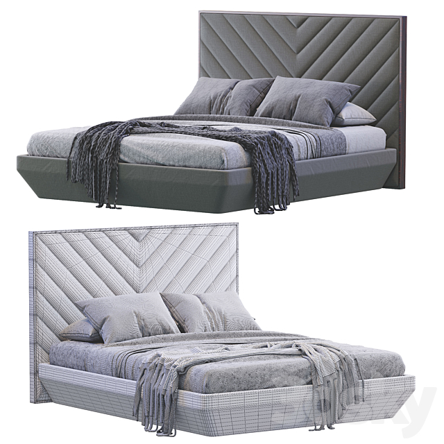 Modern bed 3DS Max Model - thumbnail 5