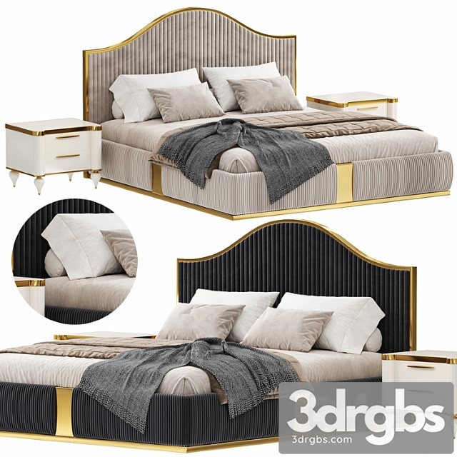 Modern Italian Golden luxury Bed by Lamoderno 3dsmax Download - thumbnail 1