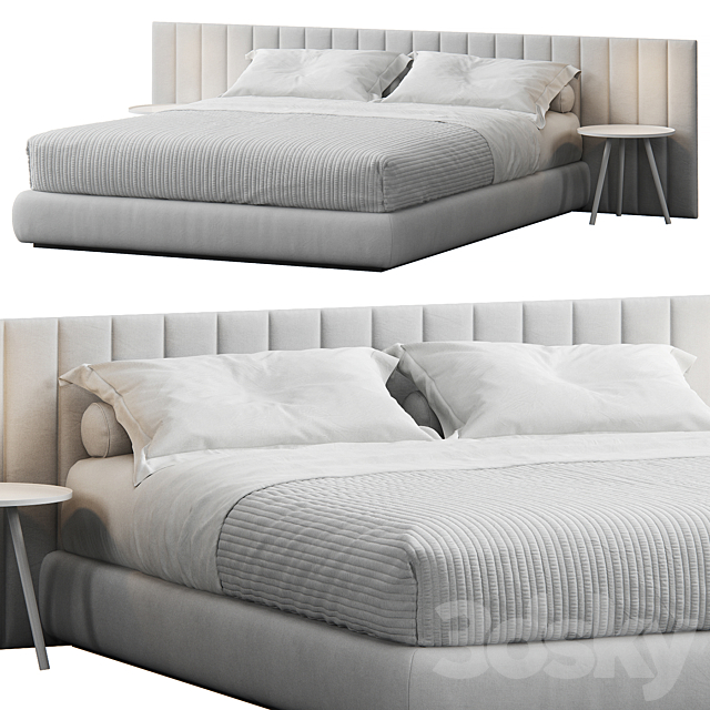 Modern Striped Headboard Bed 3DSMax File - thumbnail 1