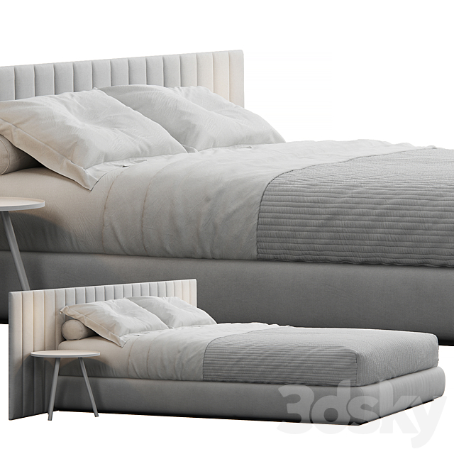 Modern Striped Headboard Bed 3DSMax File - thumbnail 3