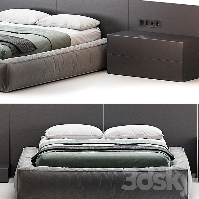 Modern Upholstery Bed from Litfad 3DS Max Model - thumbnail 3