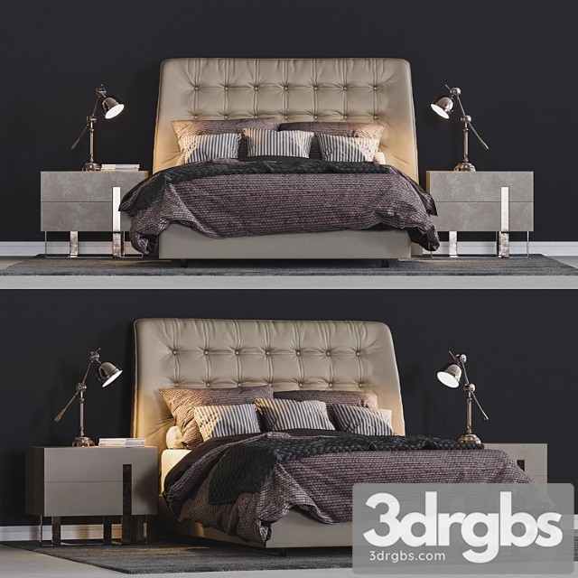 Modrest Codex Mid Century Gray Leatherette Bed 3dsmax Download - thumbnail 1