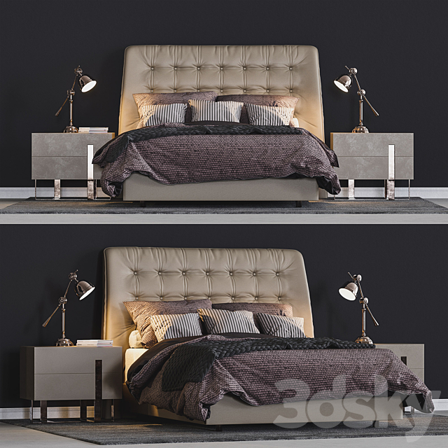 Modrest Codex Mid-Century Gray Leatherette Bed 3DSMax File - thumbnail 1