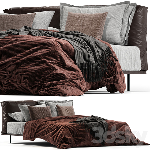 MYNIGHT By Lema Double bed with upholstered headboard 3DSMax File - thumbnail 1