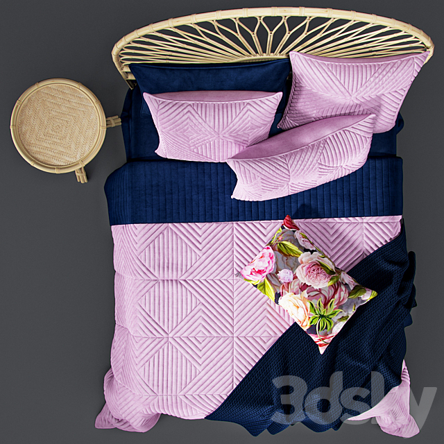 Newport Quilted Velvet Bed Linen 3DS Max Model - thumbnail 2