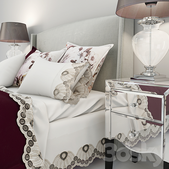 Next Olsen bed & Gatsby Bedside Table 3ds Max - thumbnail 2