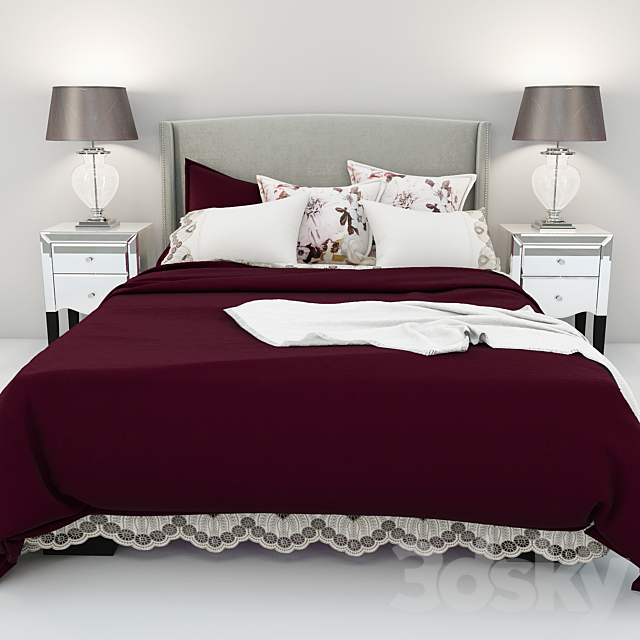 Next Olsen bed & Gatsby Bedside Table 3ds Max - thumbnail 3