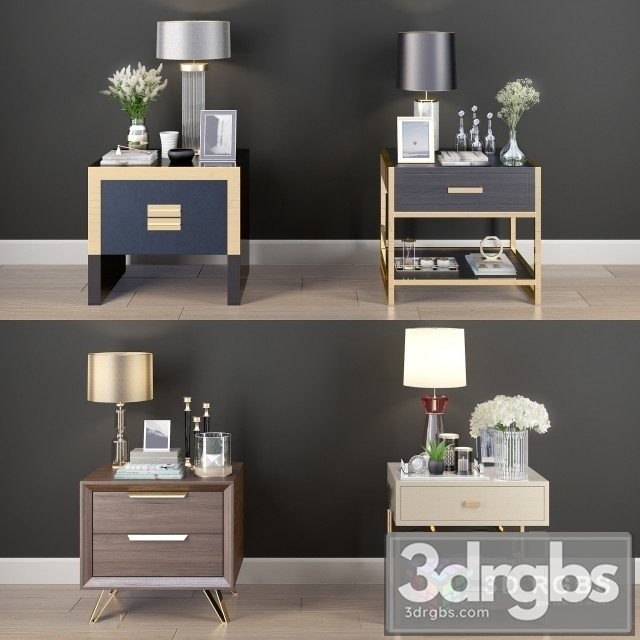 Nightstand Decorative Set 01 3dsmax Download - thumbnail 1