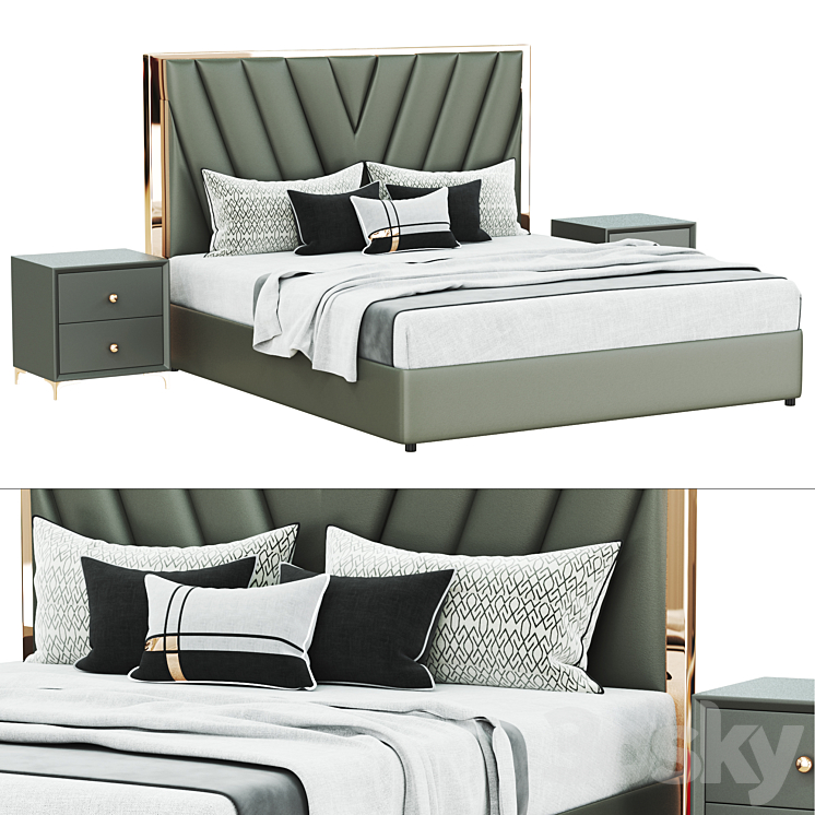 Nordic High end wedding bed design 3DS Max Model - thumbnail 1