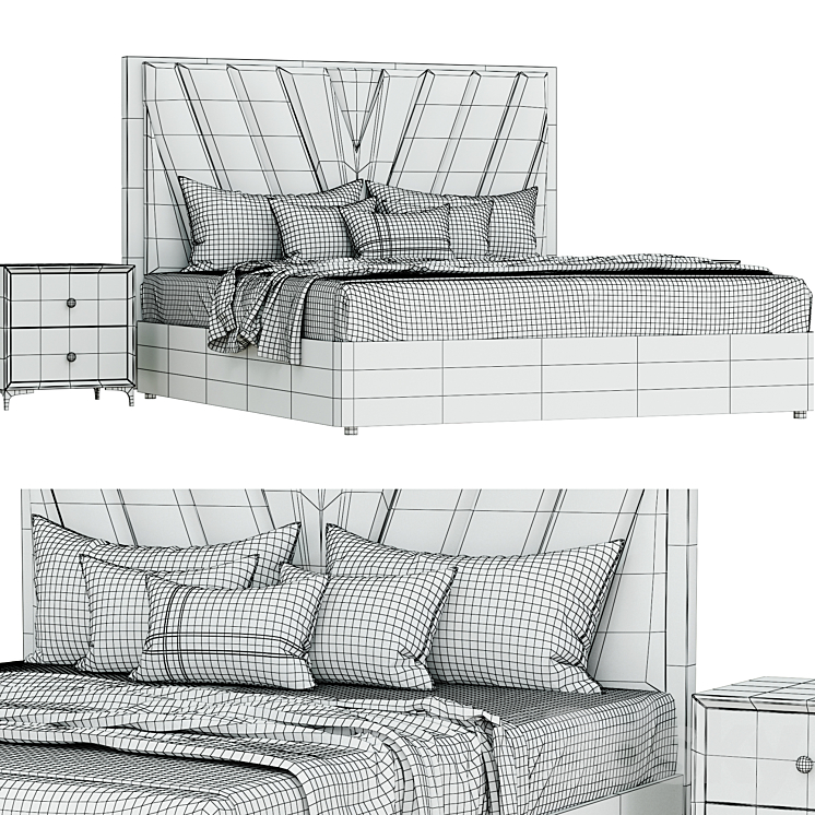 Nordic High end wedding bed design 3DS Max - thumbnail 2