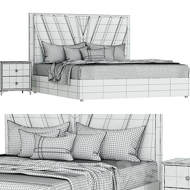 Nordic High end wedding bed design 3DS Max Model - thumbnail 2