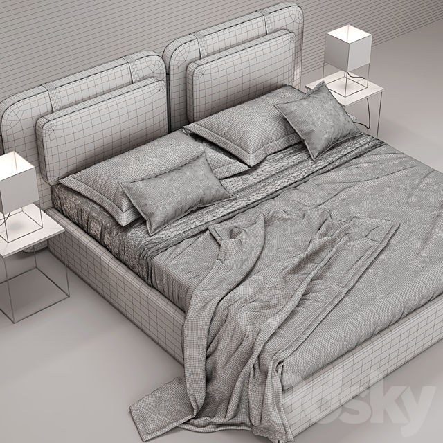 Novaluna SOUND Double bed 3DSMax File - thumbnail 3