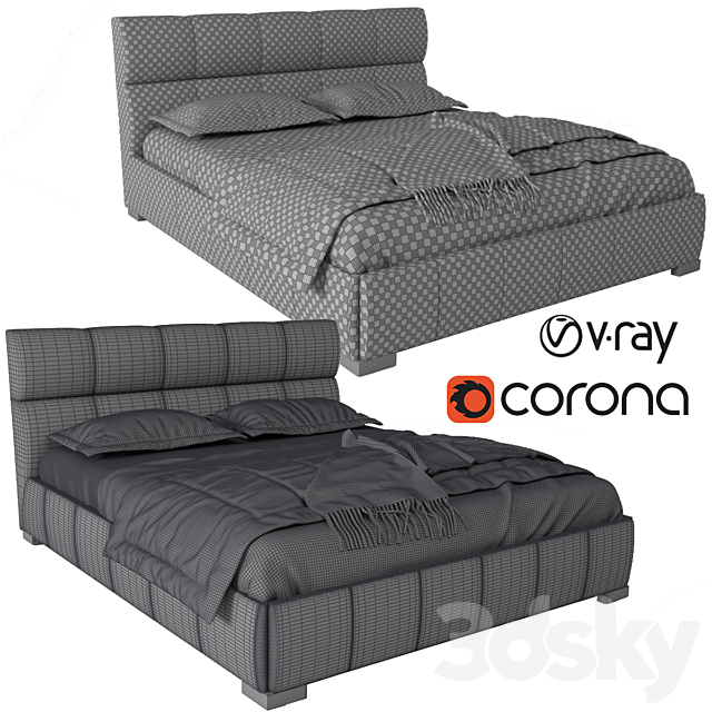 Nuvola Leather Platform Bed 3DSMax File - thumbnail 3