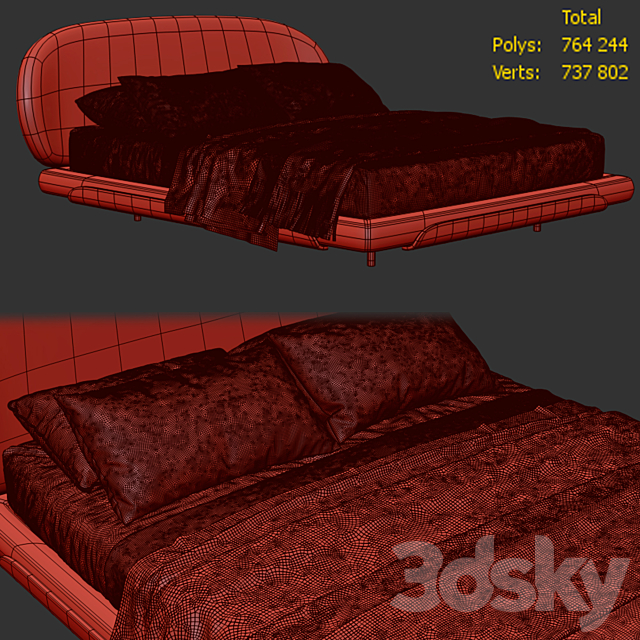 Olos bed by Bonaldo 3ds Max - thumbnail 3