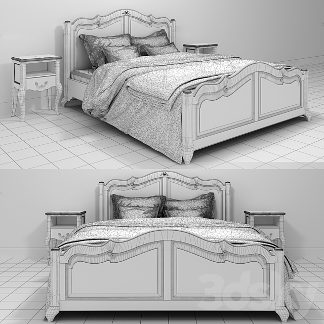 (On perezalivke) Bed Chateau HRL0-LG. nightstand open Chateau HRC1 and tile 1900 from Vives Azulejos y Gres 3DSMax File - thumbnail 2