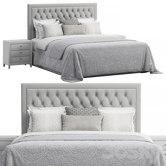 Osborne Fabric King Sized Tufted Headboard Bed 3DSMax File - thumbnail 2