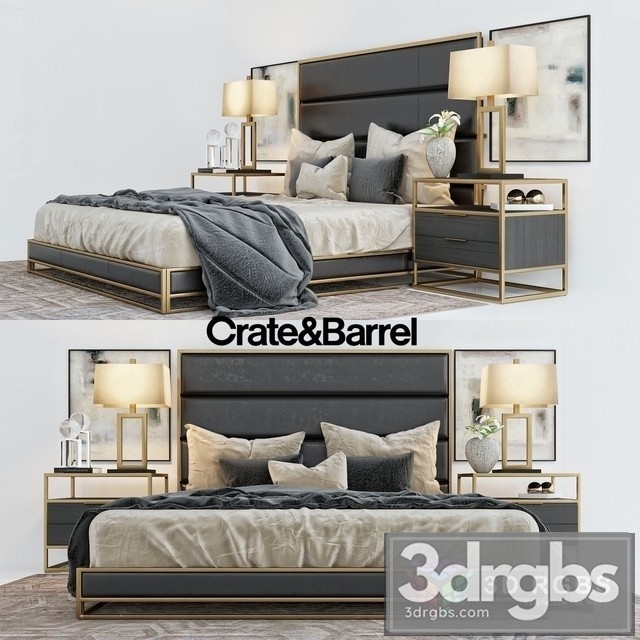 Oxford Bed Crate Barrel 3dsmax Download - thumbnail 1