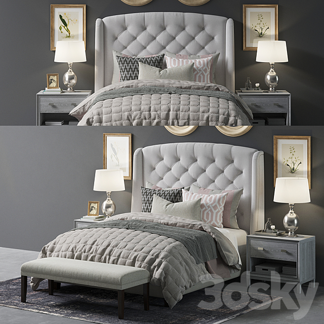 Paris Arched Winged Bed 3DSMax File - thumbnail 1