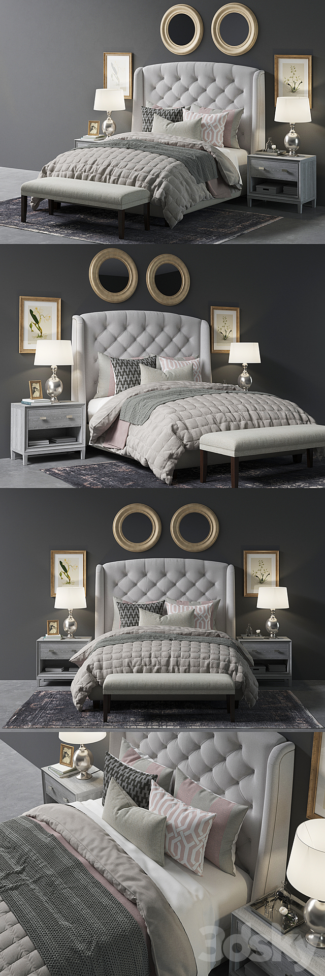 Paris Arched Winged Bed 3DSMax File - thumbnail 2