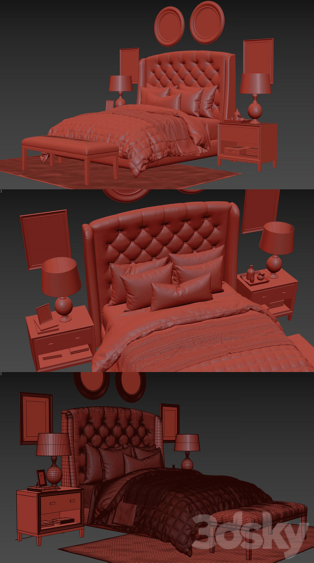 Paris Arched Winged Bed 3DSMax File - thumbnail 3