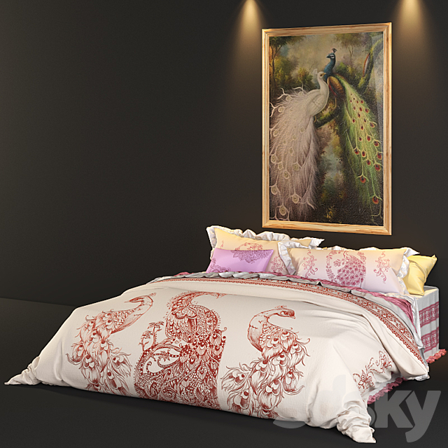 peacock bed 3DS Max Model - thumbnail 2