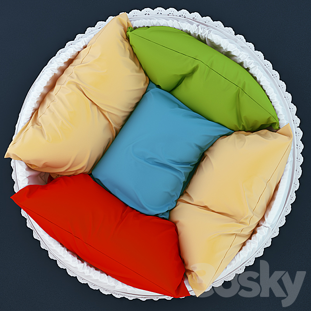 pillows bed 3DS Max Model - thumbnail 2