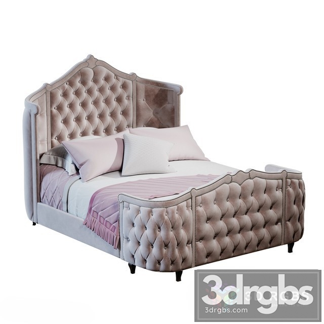 Pippa Tufted Queen Bed 3dsmax Download - thumbnail 1