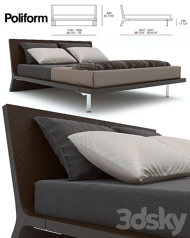 Poliform Angie bed 3DSMax File - thumbnail 1