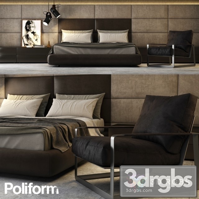 Poliform Bed Set 6 3dsmax Download - thumbnail 1