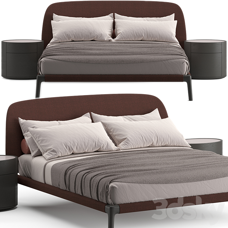 Poliform Curve Bed 3DS Max Model - thumbnail 1