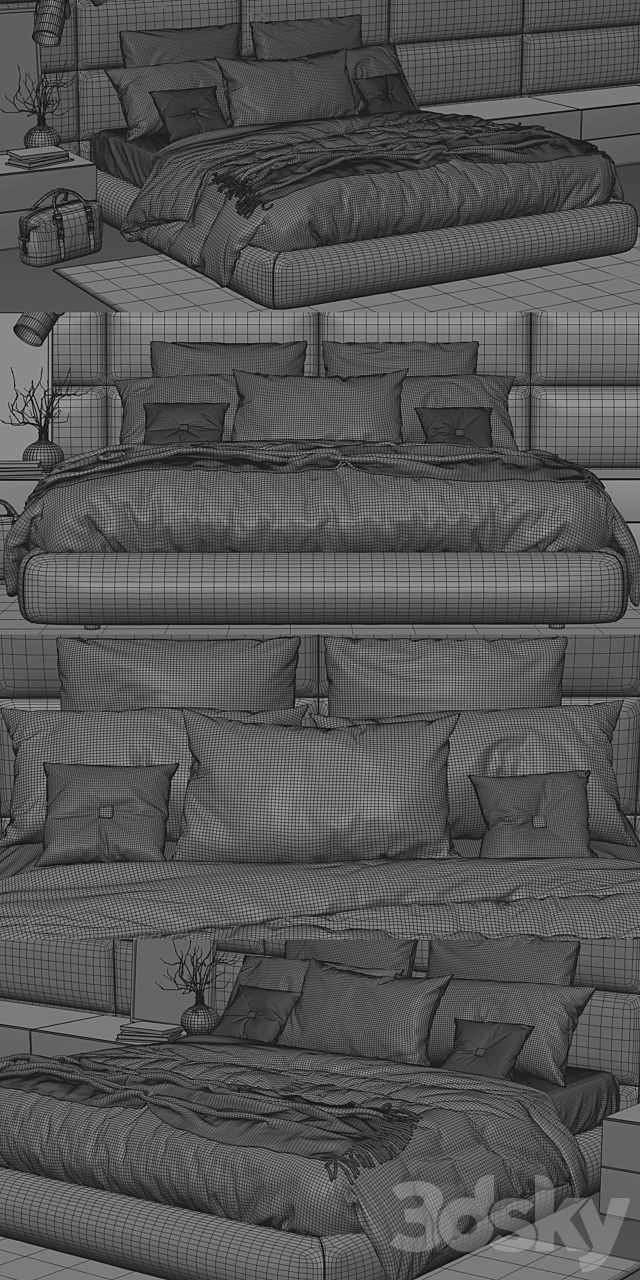 Poliform Dream Bed Headboard 3DSMax File - thumbnail 3