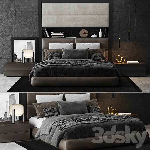 Poliform Dream Bed Headboard B 3DS Max Model - thumbnail 1