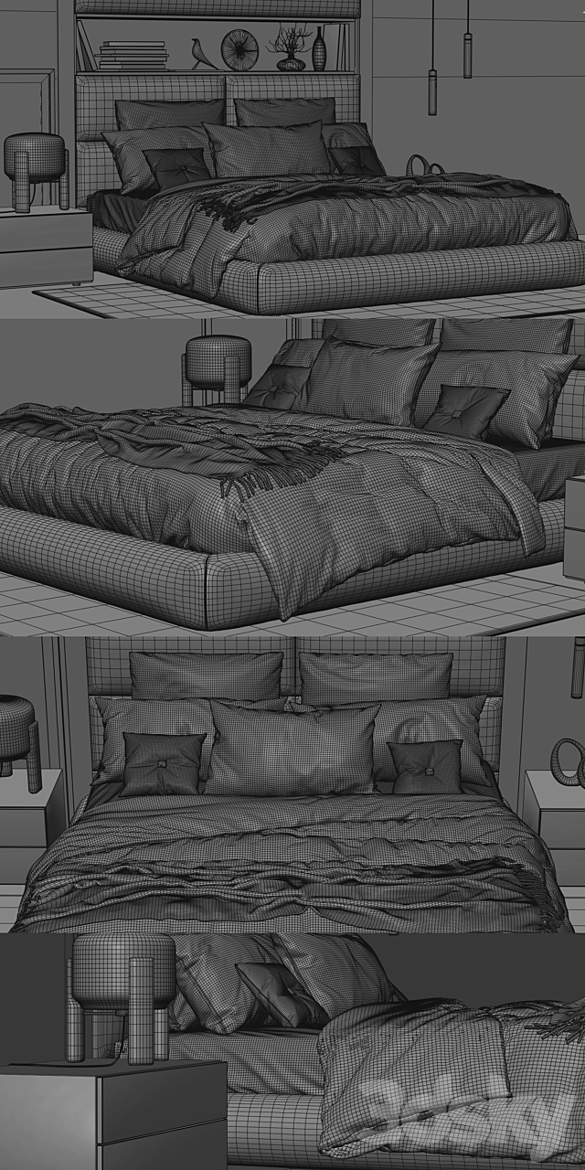 Poliform Dream Bed Headboard B 3DS Max Model - thumbnail 3