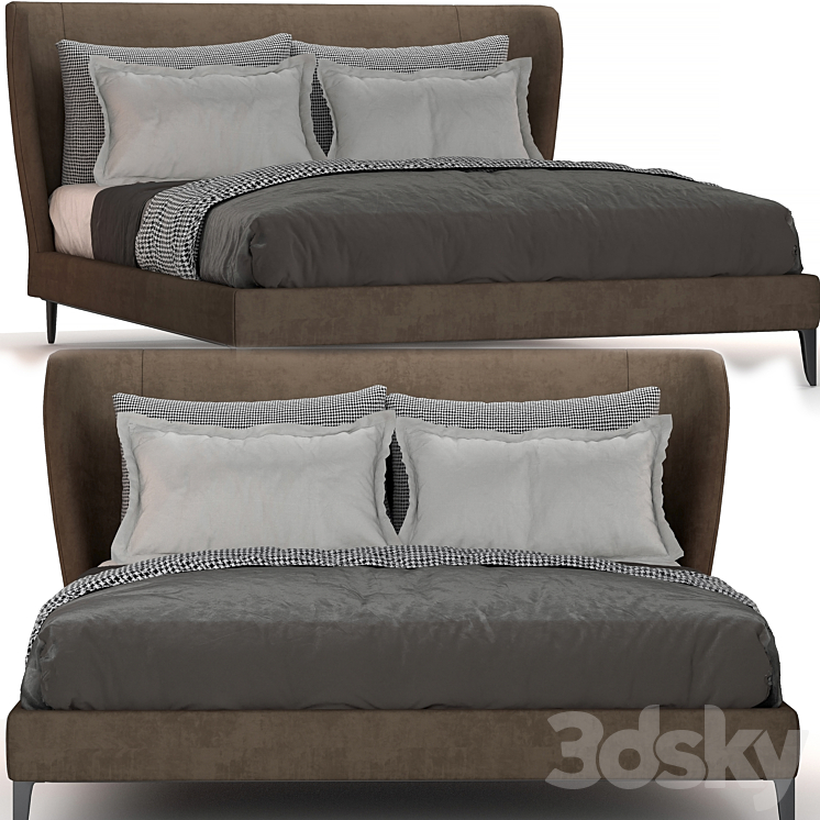 Poliform Gentleman Bed 3DS Max Model - thumbnail 2