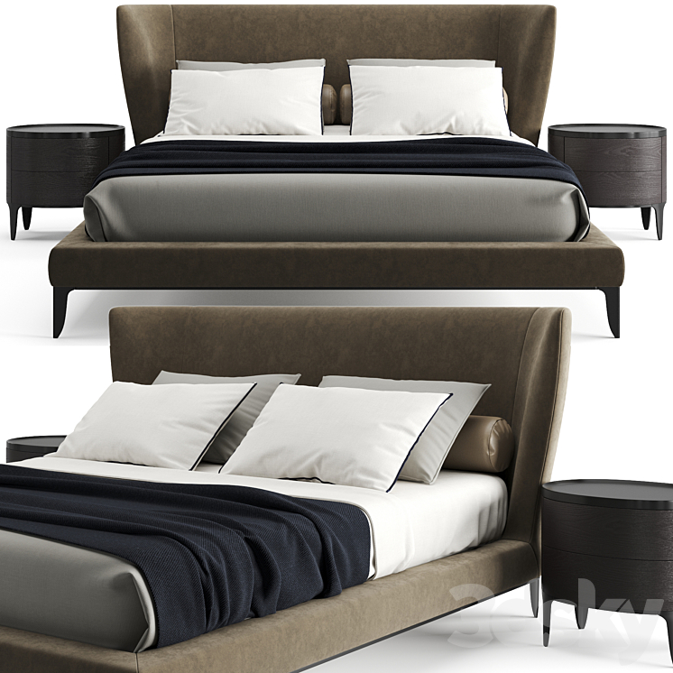 Poliform Gentleman Bed 3DS Max Model - thumbnail 1