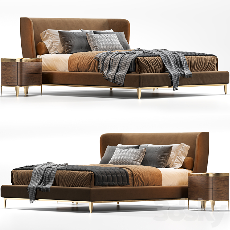 Poliform Gentleman Bed 3DS Max - thumbnail 2