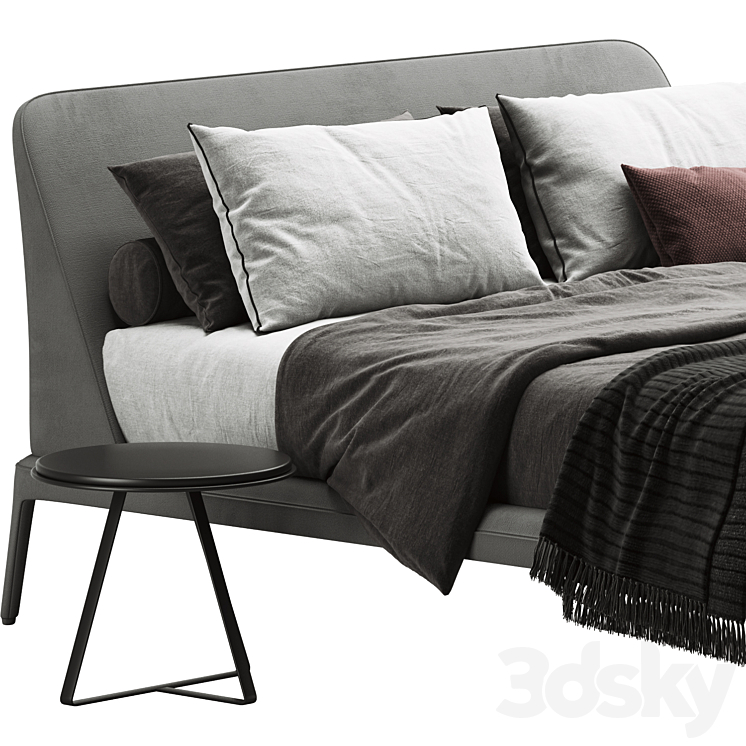 Poliform kelly imbottito bed 3DS Max Model - thumbnail 2