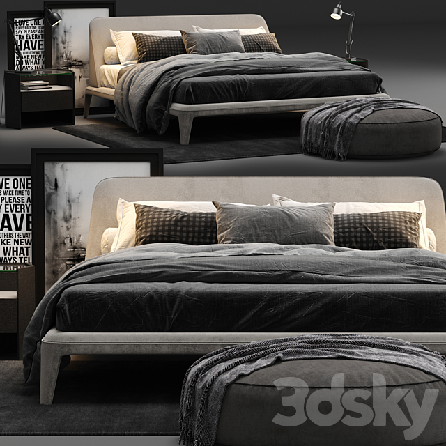 Poliform Kelly Imbottito Bed 3DS Max Model - thumbnail 1