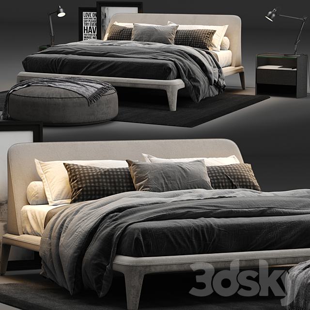 Poliform Kelly Imbottito Bed 3DS Max Model - thumbnail 2