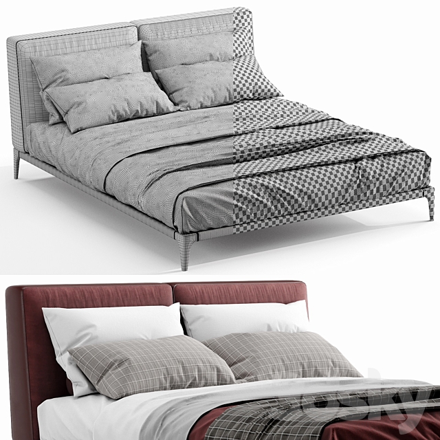 Poliform Park Uno Bed 3DS Max Model - thumbnail 4